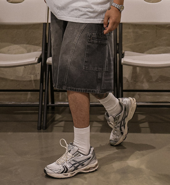 (XL-5XL)<BR>트리플턴 Denim Banding Shorts 8887