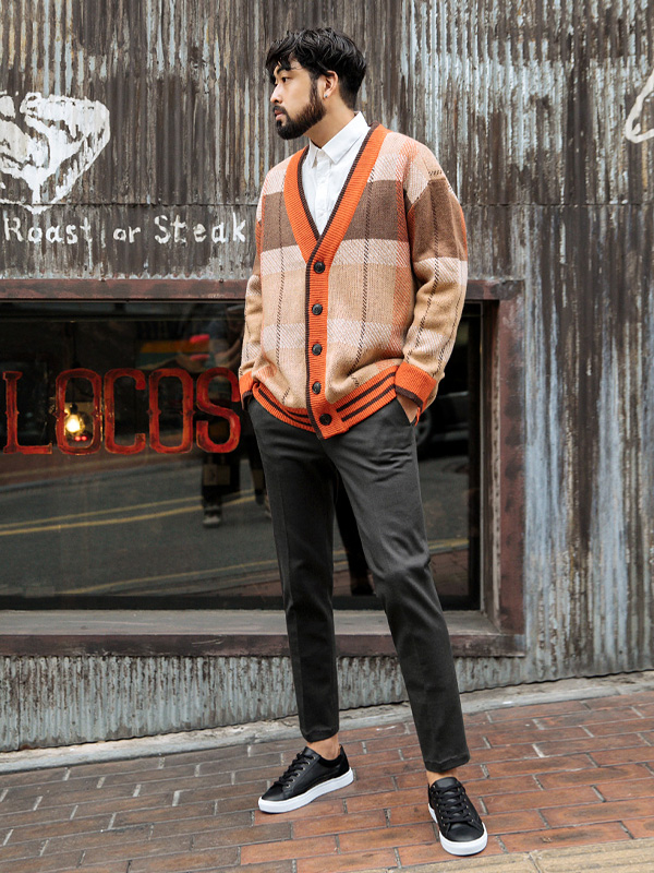 (L~5XL)<BR>델시아 a checkered cardigan