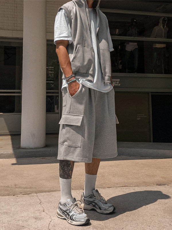 (XL-5XL)<br>카야니 후드조끼집업+포르카모 cargo banding shorts