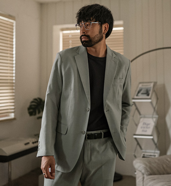 (M-4XL)<BR>알쿠르나 Jacket+비스마야 Slim Fit 옆밴딩슬랙스