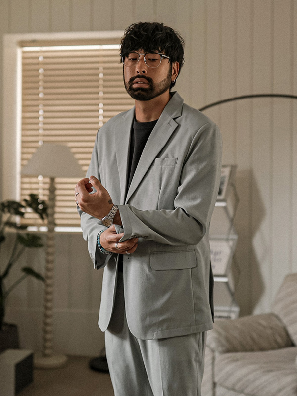 (M-4XL)<BR>알쿠르나 Jacket+비스마야 Slim Fit 옆밴딩슬랙스