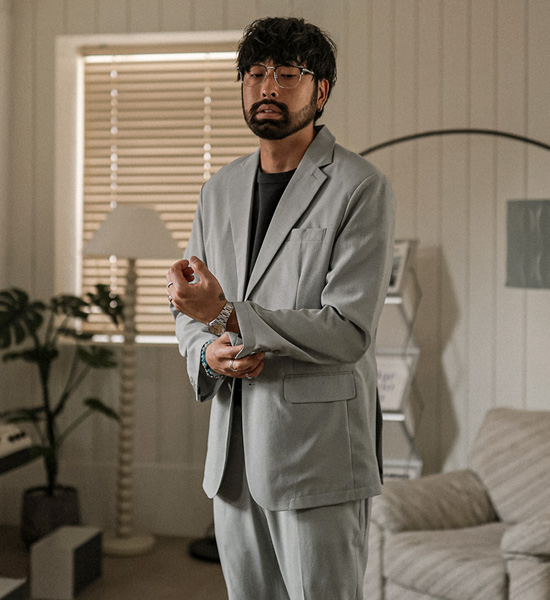 (M-4XL)<BR>알쿠르나 Jacket+비스마야 Slim Fit 옆밴딩슬랙스