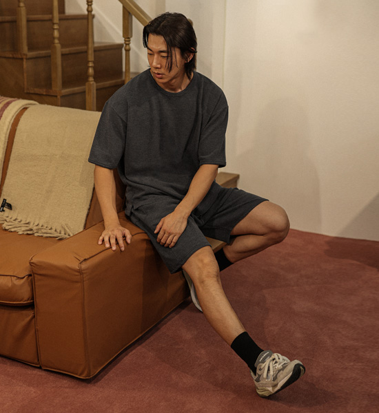 (L-5XL)<br>브루피 엠보반팔티+클로닝 엠보밴딩반바지