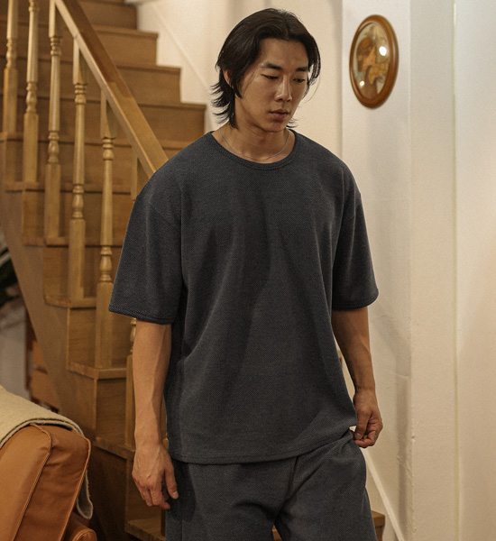 (L-5XL)<br>브루피 엠보반팔티+클로닝 엠보밴딩반바지