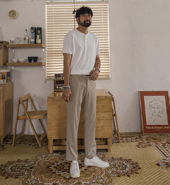 (L-5XL)<br>클라다보 Henley neck Short T shirts