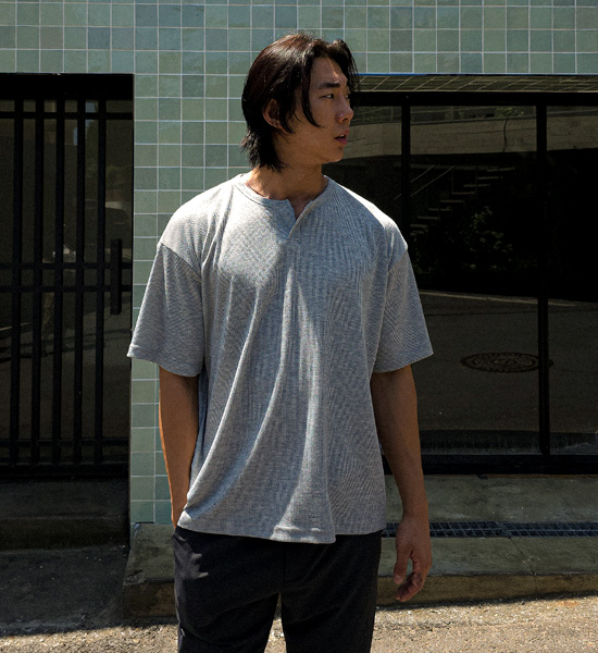 (L-4XL)<br>보니아토 Henley neck Short T shirts
