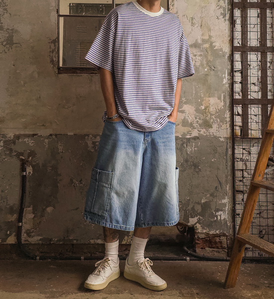 (XL-4XL)<br>슈베린 stripe Short T shirts