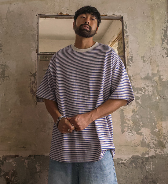 (XL-4XL)<br>슈베린 stripe Short T shirts