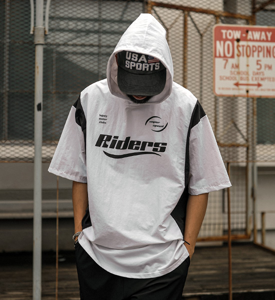 빌라카 nylon hooded short-sleeved shirt