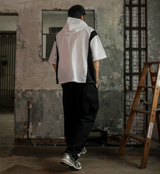 빌라카 nylon hooded short-sleeved shirt