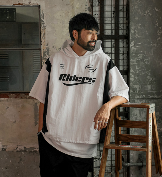 빌라카 nylon hooded short-sleeved shirt
