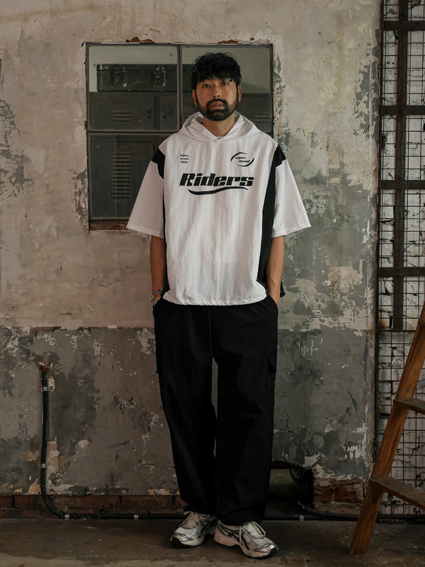 빌라카 nylon hooded short-sleeved shirt