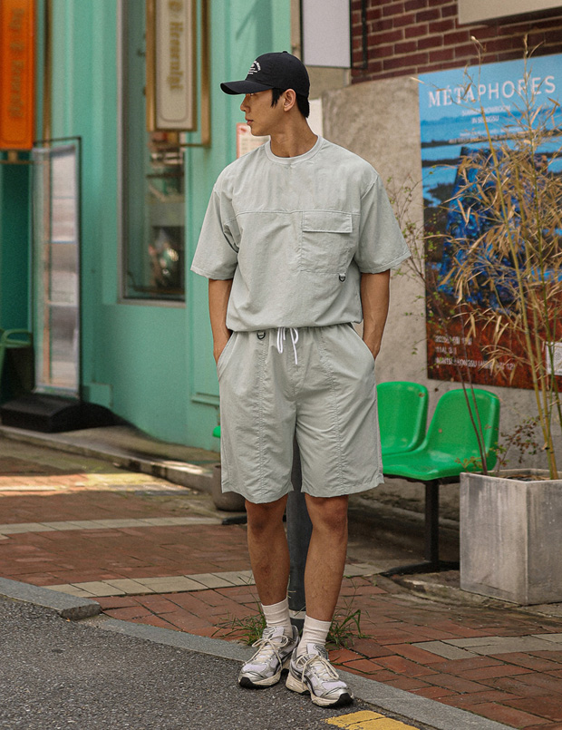 (L-4XL)<br>사우라슈 Short T shirts+바빈치노 Banding Shorts