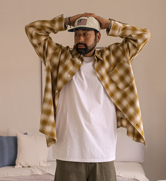 (XL-6XL)<BR>아라우 checkered shirt 2886