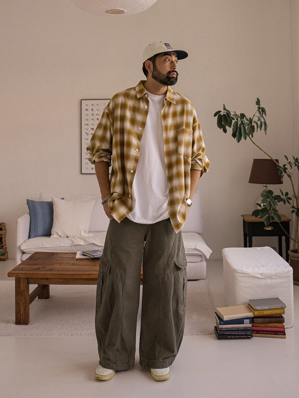 (XL-6XL)<BR>아라우 checkered shirt 2886