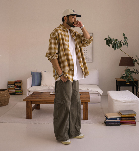 (XL-6XL)<BR>아라우 checkered shirt 2886