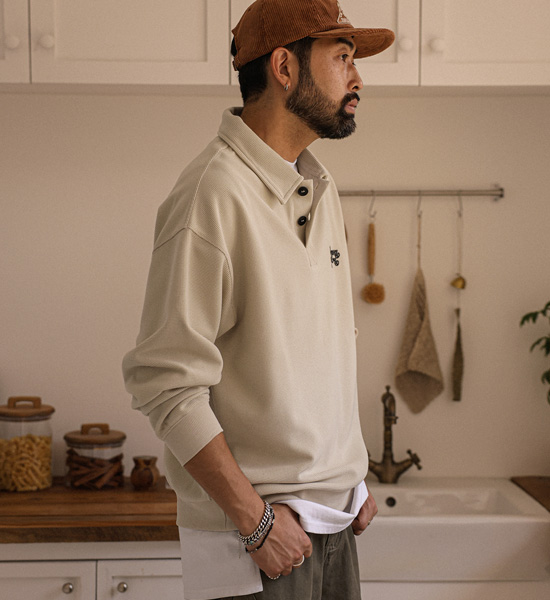 (M-6XL)<BR>바야즈 Waffle Polo 3383