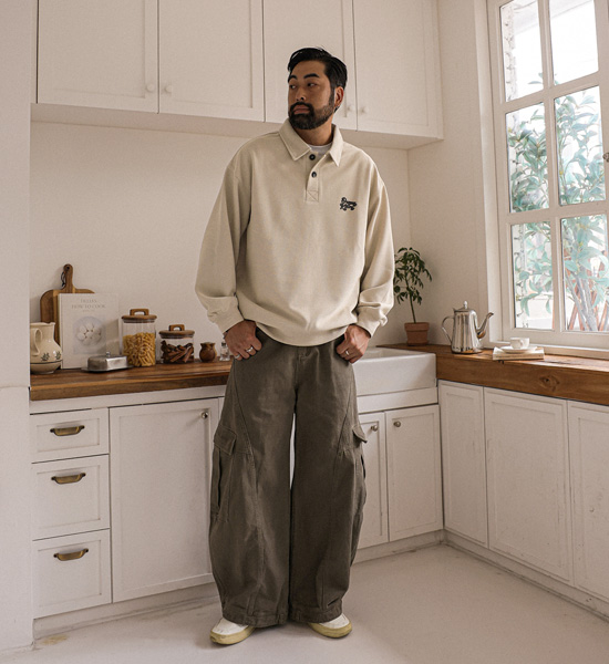 (M-6XL)<BR>바야즈 Waffle Polo 3383