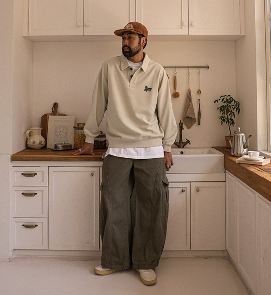 (M-6XL)<BR>바야즈 Waffle Polo 3383