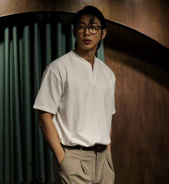 (L-5XL)<br>에임 Henley neck short-sleeved T-shirt <br><font color="#098a09"><B>Select length (Basic,Long+6cm)</B></font>