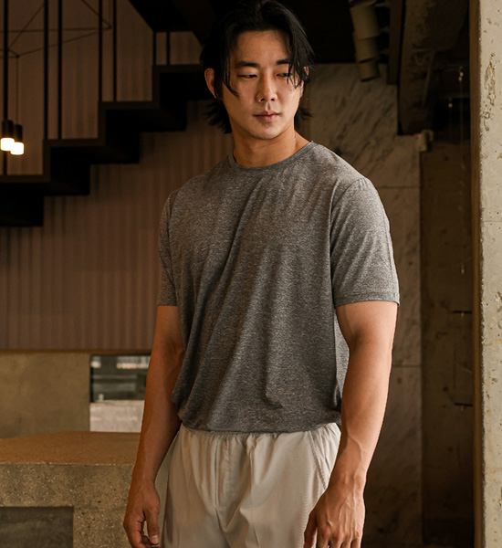 (M-6XL)<br>Cool 촉감 Functional Short T shirts<br><font color="#224f20"><B>*Select length (Basic,Long+6cm)</B></font>