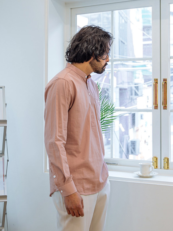(L-4XL)<br>가창력 Henley neck Shirt <br><font color="#098a09"><B>Select length (Basic,Long+6cm)</B></font>