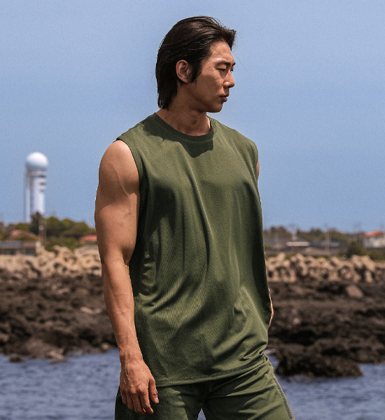 (M-6XL)<BR>키트 레터링 Mesh나시+해링턴 Mesh Banding Shorts<br><font color="#072c81"><B>[ W.DNA ]</B></font>