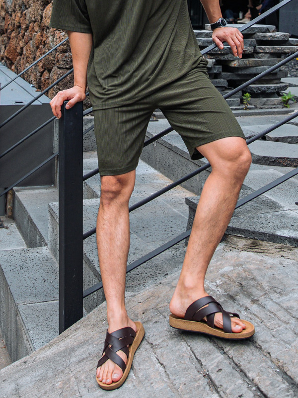 (L-5XL)<BR>리스터 Pleats Banding Shorts