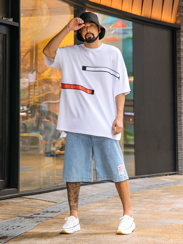 (L-5XL)<BR>우드로 데님와이드 Banding Shorts