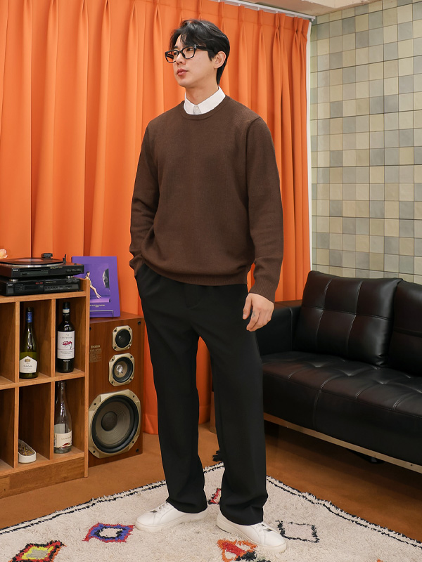(L-5XL)<br>데이브 Shirt Layered Waffle knitwear<BR><B><FONT COLOR="#ff4800">[Additional discount]</FONT></B>