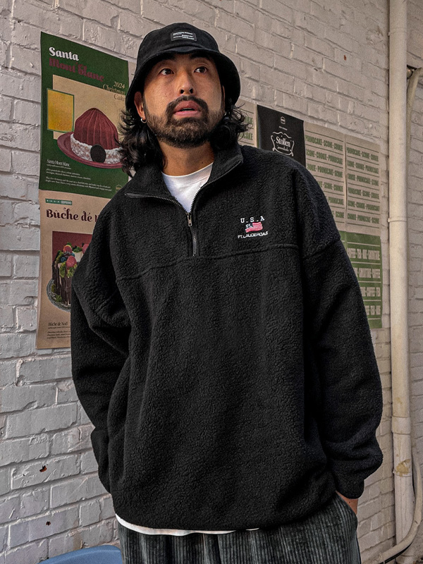 (XL-6XL)<BR>캐니트 Fleece half zip-up <br><font color="#098a09"><B>Select length (Basic,Long+6cm)</B></font>