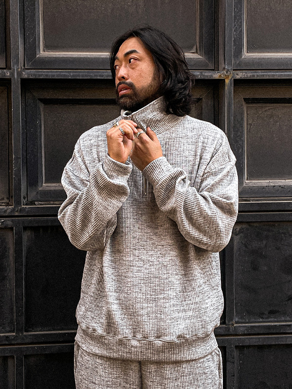 (XL-6XL)<BR>언파단 골지세트(맨투밴/half zip-up+banding pants)