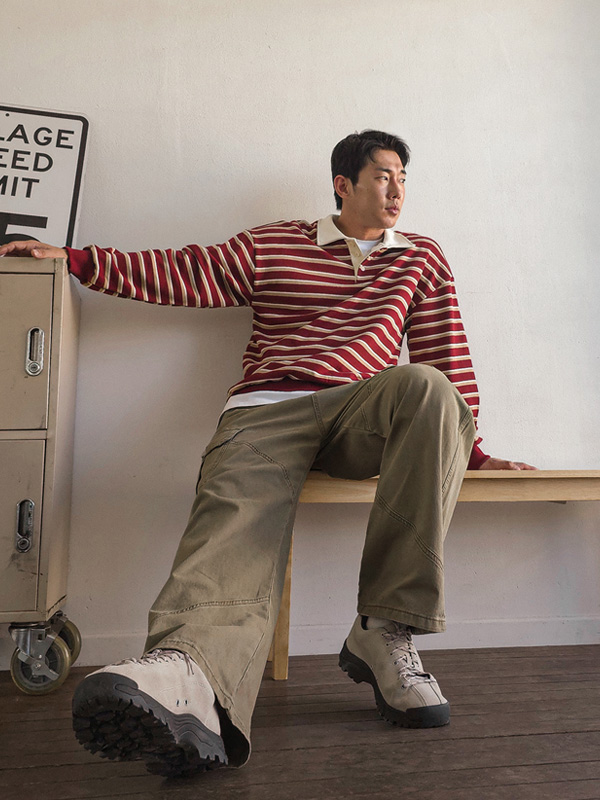 크라피나 stripe collar sweatshirt