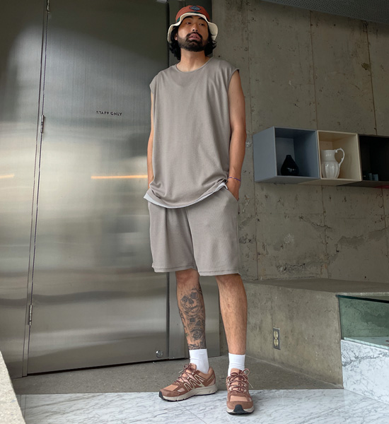 (XL-6XL)<BR>피자비 와플세트(Sleeveless shirts/Short T shirts+Banding Shorts)