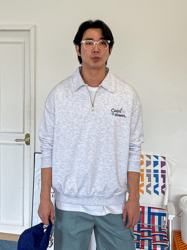 (M-5XL)<BR>스파주 collar sweatshirt