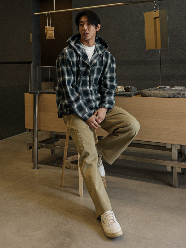 (M-4XL)<br>오코니트 checkered hooded shirt