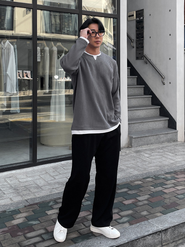 (L~5XL)<BR>보더프 a long-sleeved t-shirt