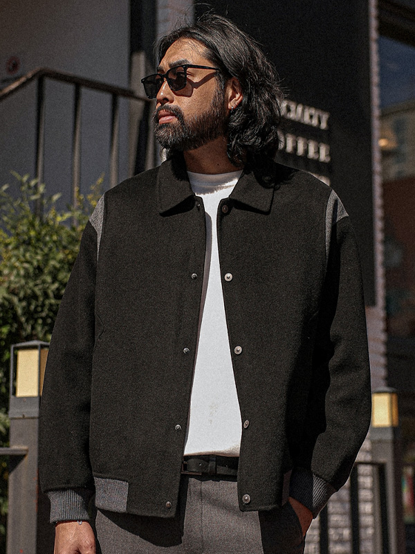 (L-6XL)<br>카라허트 Handmade 배색Wool점퍼(Wool71%) 9080