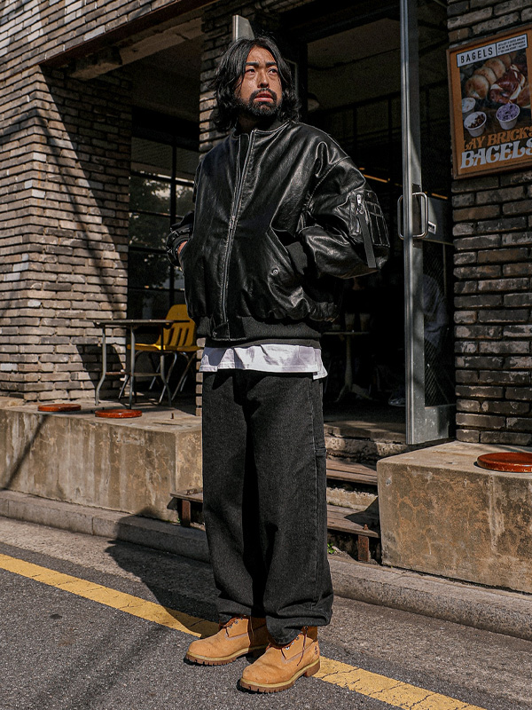 (XL-6XL)<BR>모르토 leather jumper