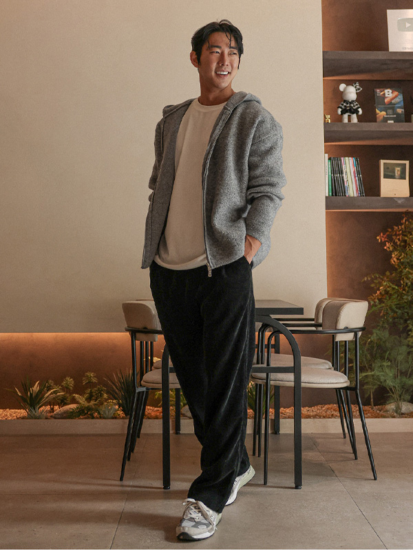 (3XL-6XL)<BR>자스오 Hooded Knitwear Zip-Up 8723