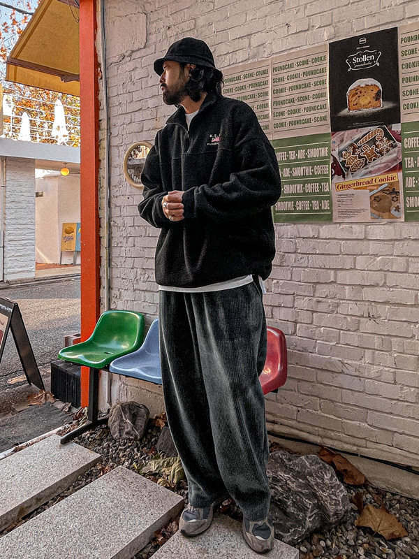 (XL-4XL)<br>리븐홀 Semi-wide fit 벨벳밴딩팬츠