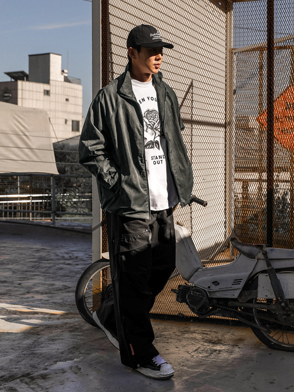 (L-5XL)<BR>아드주드 wide fit 사선카고 banding pants 058