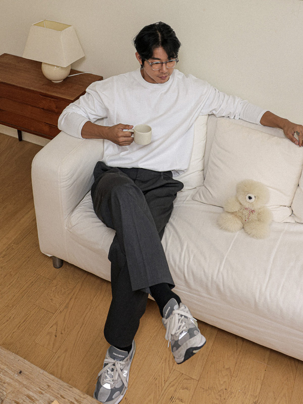 (XL-6XL)<br>로니콘 covering the nipple incised long-sleeve T-shirt T010