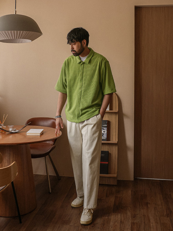 (L-5XL)<BR>노우라카 Knit short-sleeved shirt