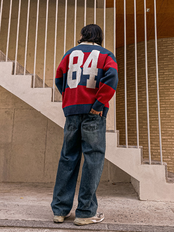 (XL-6XL)<BR>코탐비 stripe 카라니트