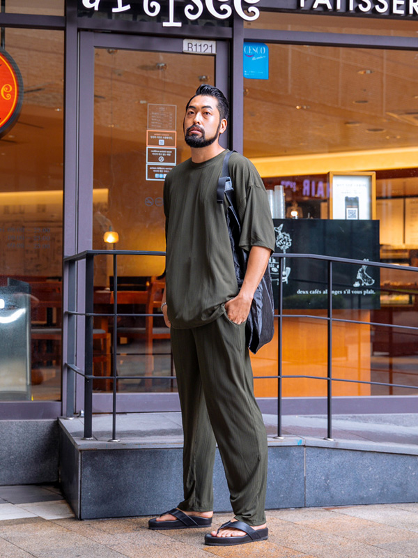 (L-5XL)<BR>베이드 Pleats Short T shirts