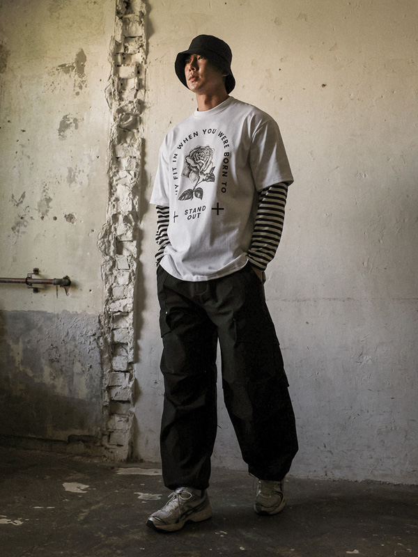 (L-5XL)<BR>샤토루 stripe layered a long-sleeved t-shirt T018