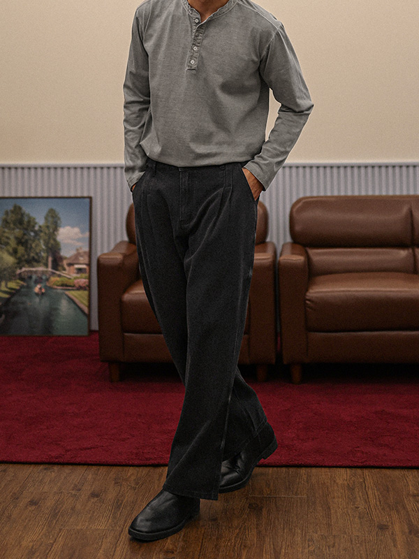 (M-4XL)<br>파스티프 Semi-wide fit Back banding denim pants