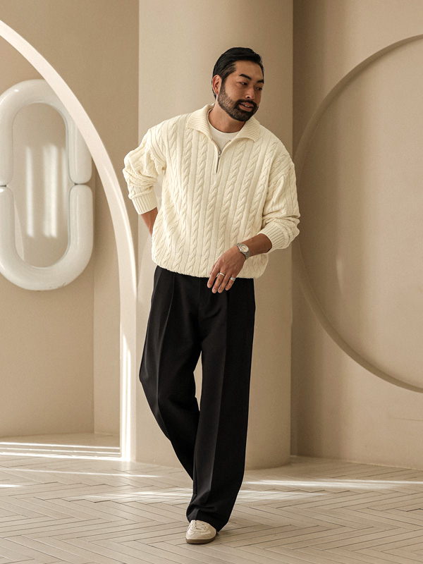 (XL-5XL)<br>아소우카 half zip-up Twisted knitwear