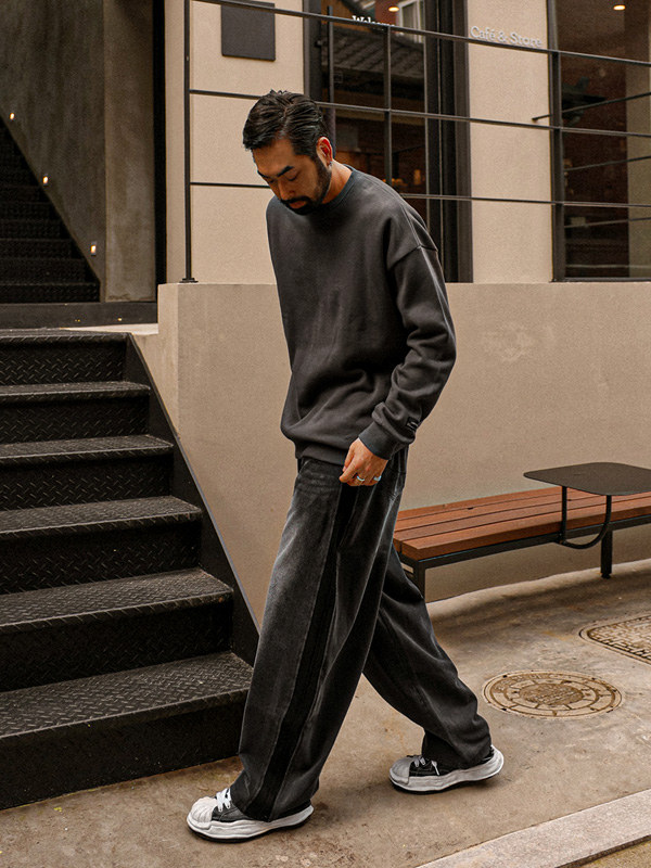 카도디야 wide fit denim banding pants